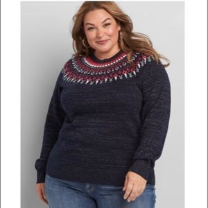 NWT Fair Isle yoke sweater with metallic threads
